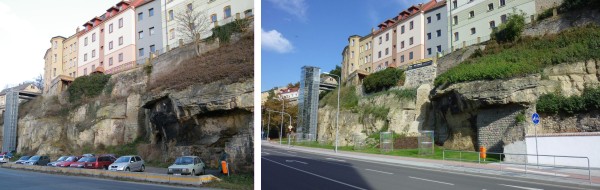 Stabilizace skalní stěny - u Podstupenského pramene, Mladá Boleslav, Ptácká ulice