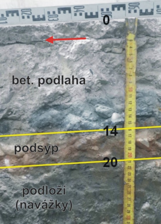 geolog Petera - detail konstrukce betonové podlahy  haly