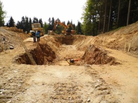 počátek zemních prací - stavba lanové dráhy Hofmanky, Janské Lázně